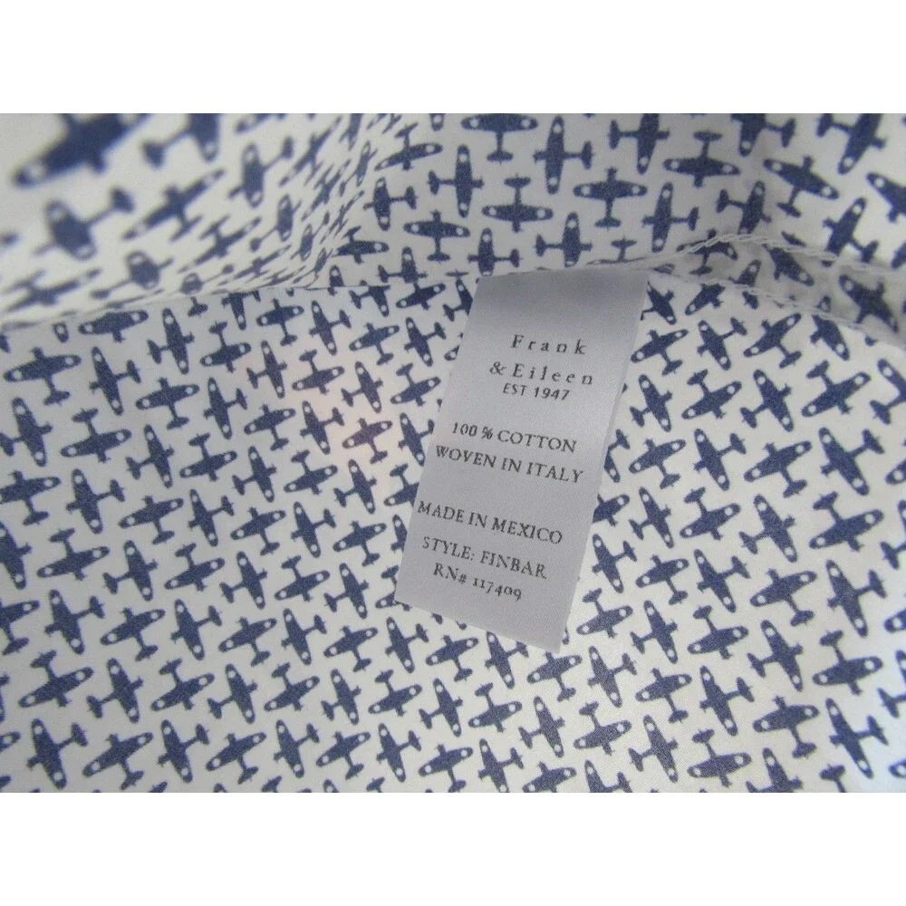 Frank & Eileen Finbar Blue Plane Button Down Long Sleeve Shirt Size Small NWOT